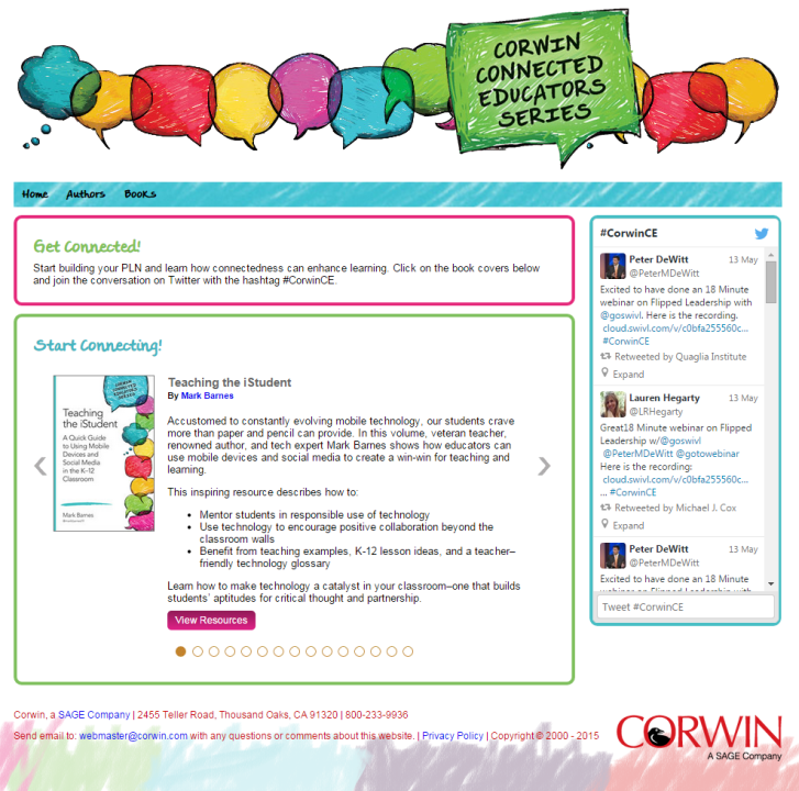 screenshot of Corwin Connected Educators website